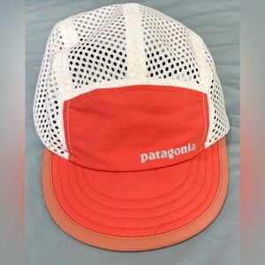 Patagonia Vtg Duck Bill Salmon Pink White Mesh Mens One Strap Back Hiking Hat